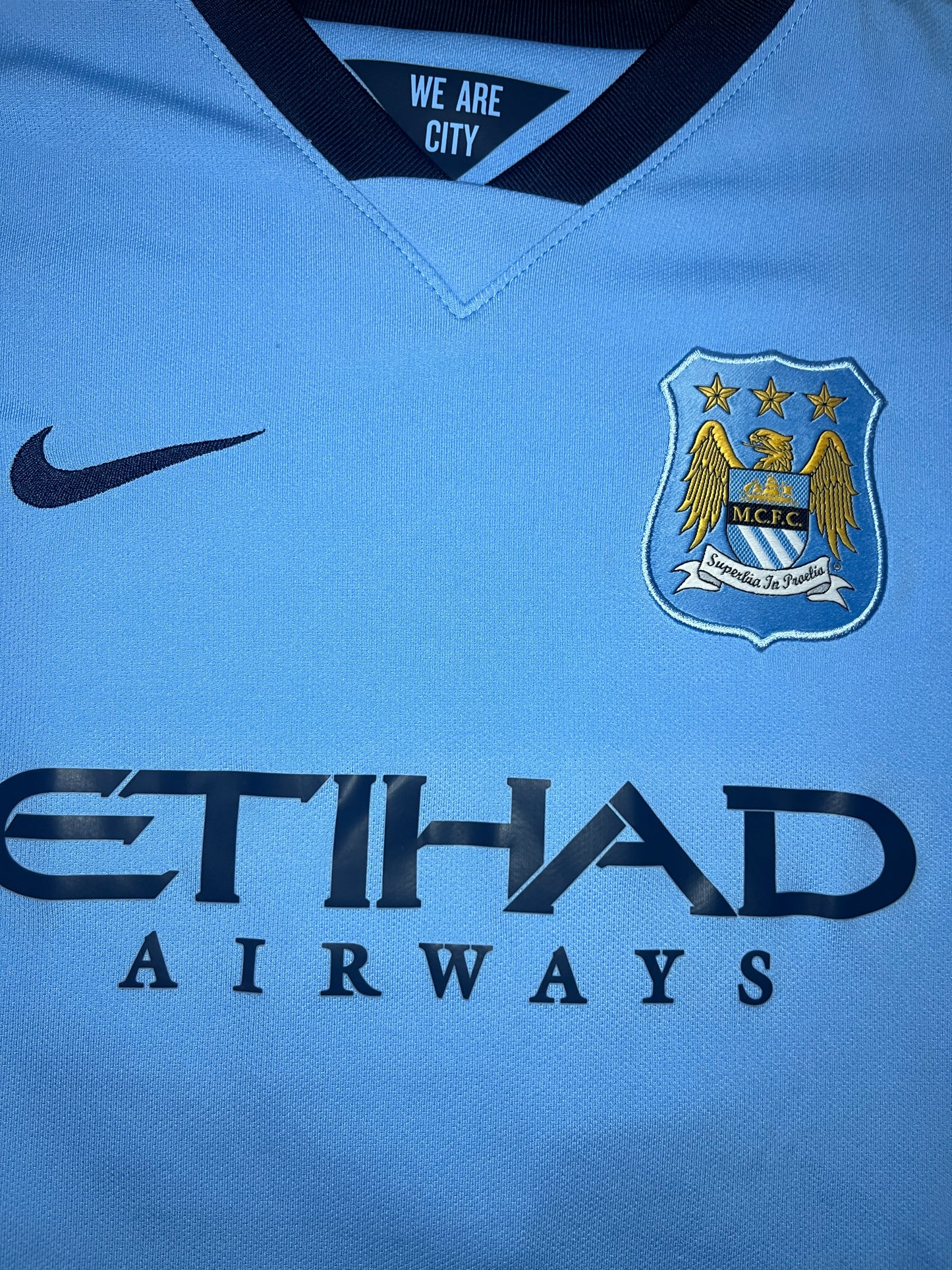 Manchester City 2014/15 Home Shirt - #16 Kun Agüero - (Kids L) - 10/10