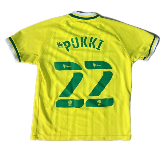 Norwich 2020/21 Kotipaita - #22 Pukki - (Lasten XL/XS) - 9/10