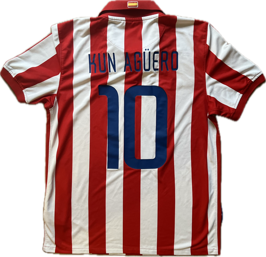 Atletico Madrid 2009/10 Kotipaita - (M) - #10 Kun Aguero - 8/10