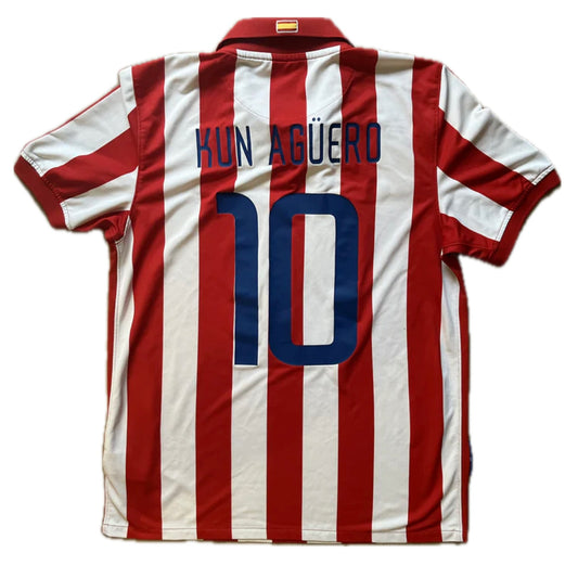 Atletico Madrid 2009/10 Home Shirt - (M) - #10 Kun Agüero - 8/10